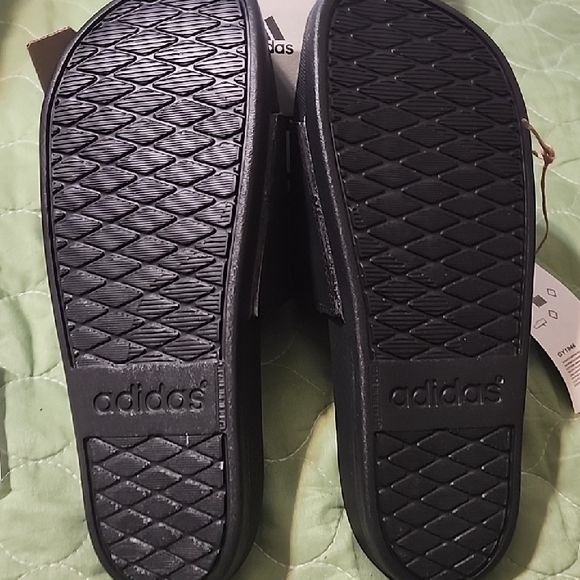 Adidas Black and Gold Women's Slippers - Picture 3 of 5